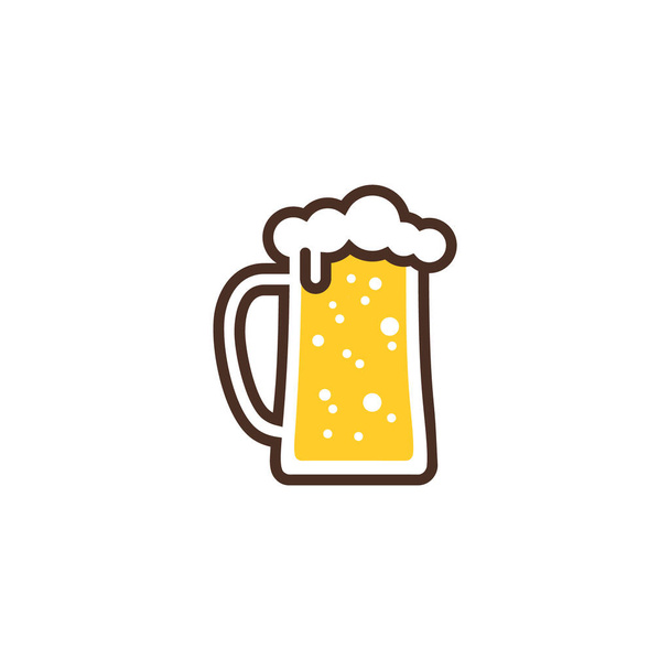 логотип большого бокала пива с пеной на ободке бокала - Вектор,изображение