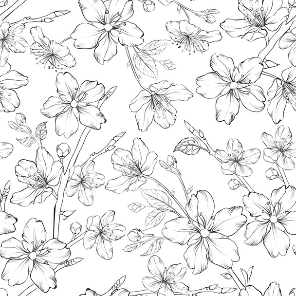 Cherry blossom seamless pattern. - Vector, Image