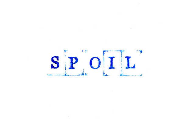 Kék színű tinta gumibélyegző szó elrontani fehér papír háttér - Fotó, kép