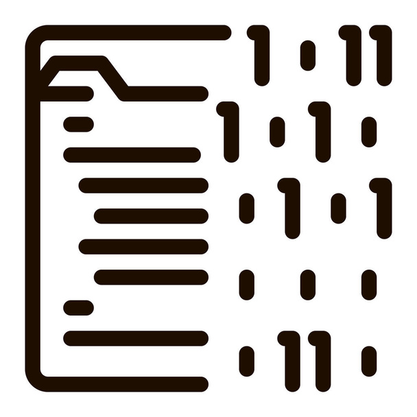 Icona vettoriale del sistema di codifica file binario. Sistema di codifica, Pittogramma di crittografia dei dati. Sviluppo Web, Linguaggi di programmazione, Bug Fix, HTML, Script Contour Illustration - Vettoriali, immagini