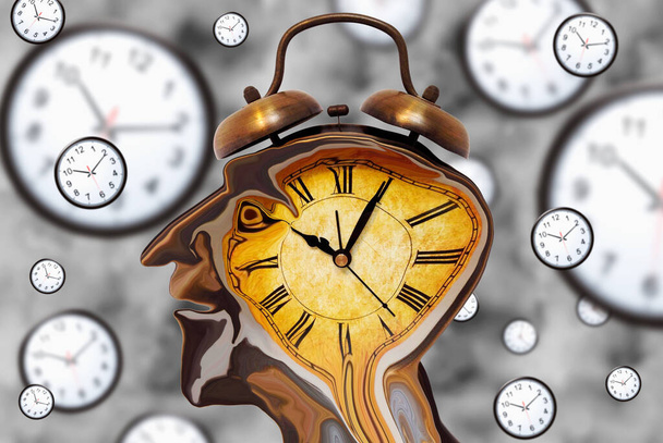 Fantasy Clock Face Man, surreales Konzeptbild. 3D-Darstellung. - Foto, Bild