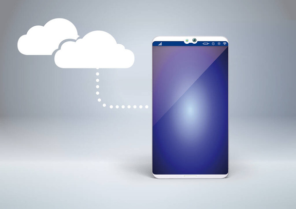 telefone inteligente com ícone de serviço definido download de computação em nuvem - Foto, Imagem
