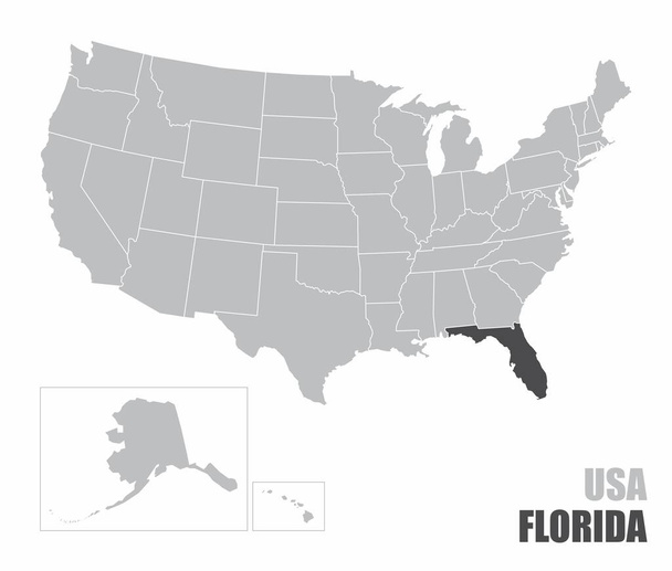 El mapa de EE.UU. con el estado de Florida resaltado - Vector, imagen