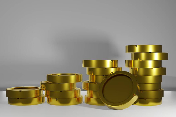 3D renderização de moeda de ouro crescendo em fundo branco - Foto, Imagem