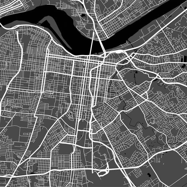 Mappa urbana di Memphis. Illustrazione vettoriale, mappa di Memphis poster in scala di grigi. Mappa stradale immagine con strade, area metropolitana vista città. - Vettoriali, immagini