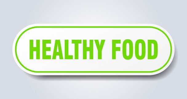 healthy food sign. rounded isolated sticker. white button - Wektor, obraz
