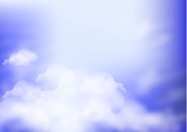 Φόντο φυσικό τοπίο με σκούρο μπλε ουρανό και λευκά ρεαλιστικά σύννεφα. Ηλιοβασίλεμα, απόγευμα. Εικονογράφηση διάνυσμα για το σχέδιό σας. - Διανυσματικά γραφικά - Διάνυσμα, εικόνα