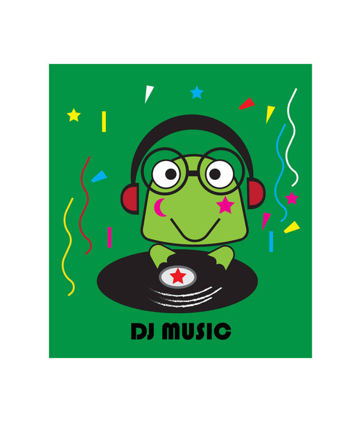 Disk Jockey Music Logo met groene achtergrond Illustratie Vector - Vector, afbeelding