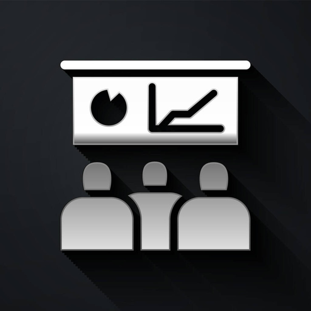 Silver Training, presentation icon isolated on black background. Long shadow style. Vector. - Vector, Image