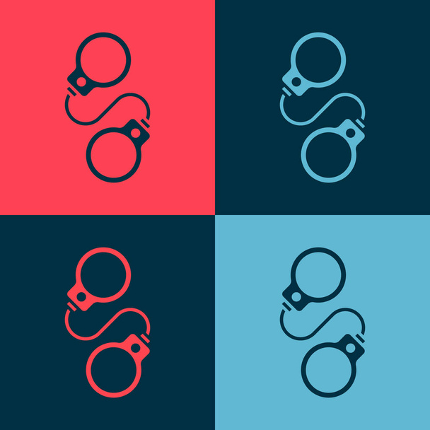 Pop art Handcuffs icon isolated on color background.  Vector. - Vector, Image