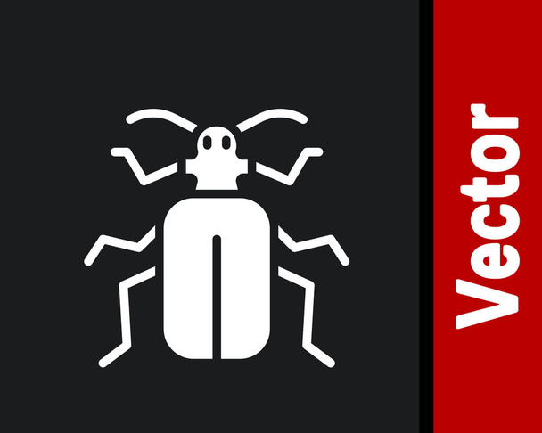 Icona dello scarabeo bianco Chafer isolata su sfondo nero. Vettore. - Vettoriali, immagini
