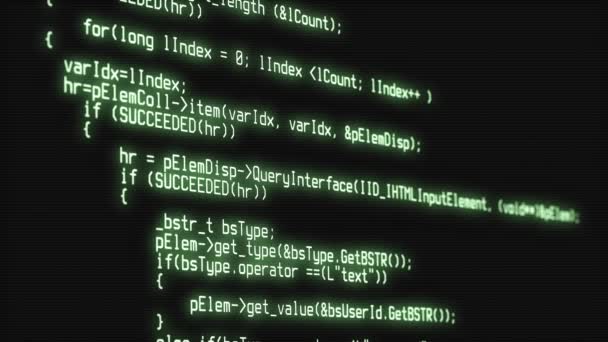 Hacker aanval gedetecteerd op het scherm. Computer scherm met hacken programmacode - Video