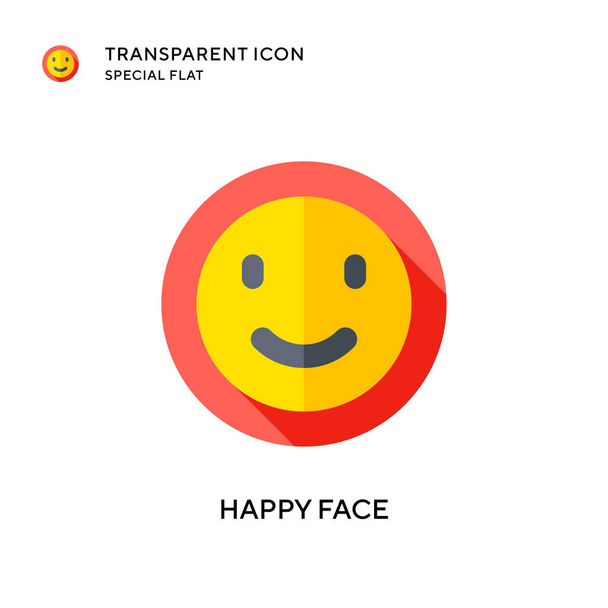 Happy face vector icon. Flat style illustration. EPS 10 vector. - Vector, Image