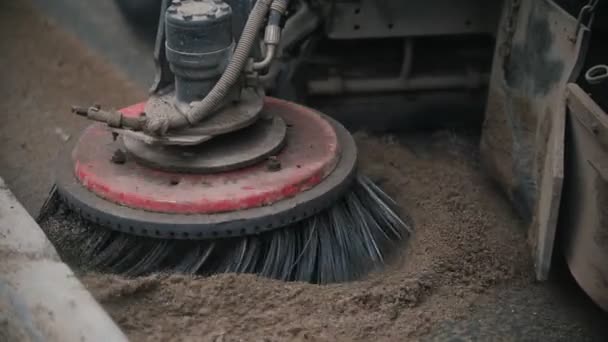 Industrial machine levels concrete dust with a sweeper - Footage, Video