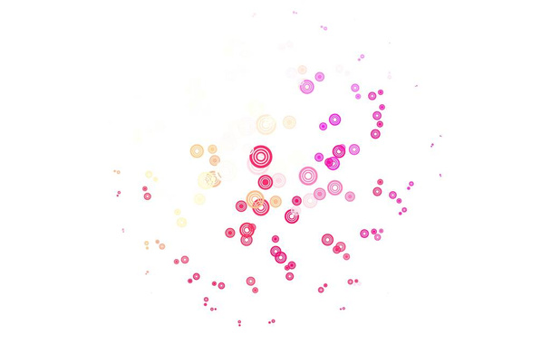 Светло-розовый, желтый векторный отрезок с точками. Иллюстрация с набором ярких красочных абстрактных кругов. Шаблон для красивых сайтов. - Вектор,изображение