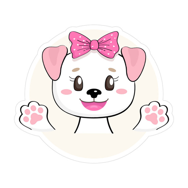 Sticker Chiot mignon. Bébé chien drôle utile pour de nombreuses applications, vos conceptions, impressions pour vêtements, projets de scrapbooking. - Vecteur, image