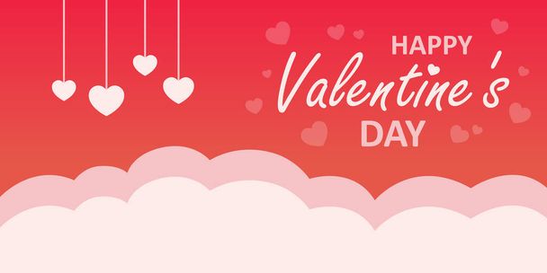 Happy Valentines Day vector illustration. Clouds with hearts and text. EPS10 - Vector, imagen
