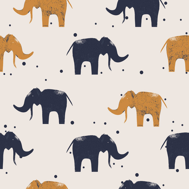 cute elephant seamless pattern .vector hand drawn illustration.Can be used for kids or babies shirt design, fashion print design, t-shirt, kids wear,textil design, baby shower card,celebration card/ greeting card, invitation card - Vector, Image