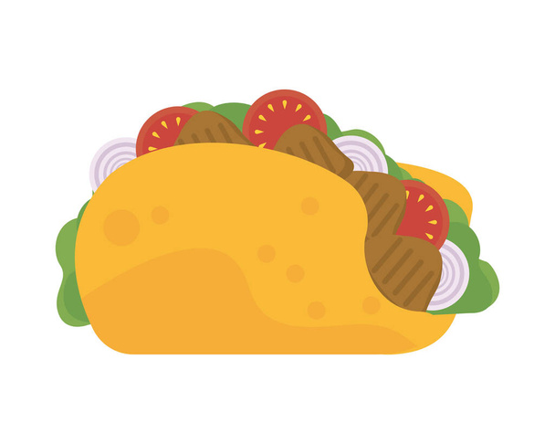 mexické taco jídlo detailní styl ikony - Vektor, obrázek