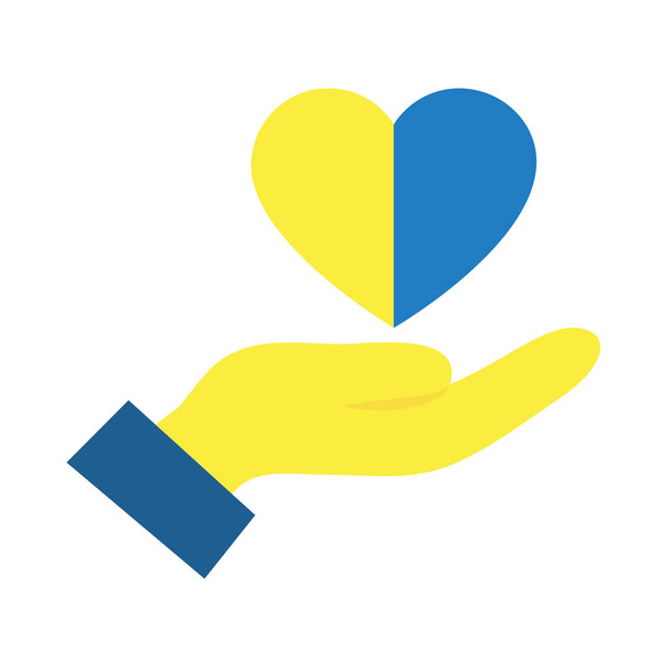 down syndrome concept, hand with heart icon, flat style - Vector, Image