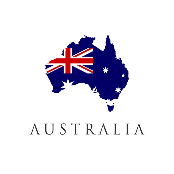 Australië logo ontwerp vector illustratie. Australische vlag met kaartvorm - Vector, afbeelding