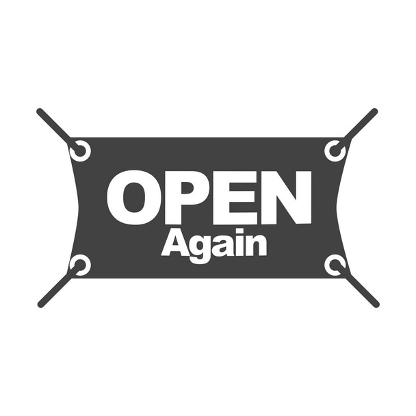 open again on door sign isolated design silhouette icon - Vector, Image