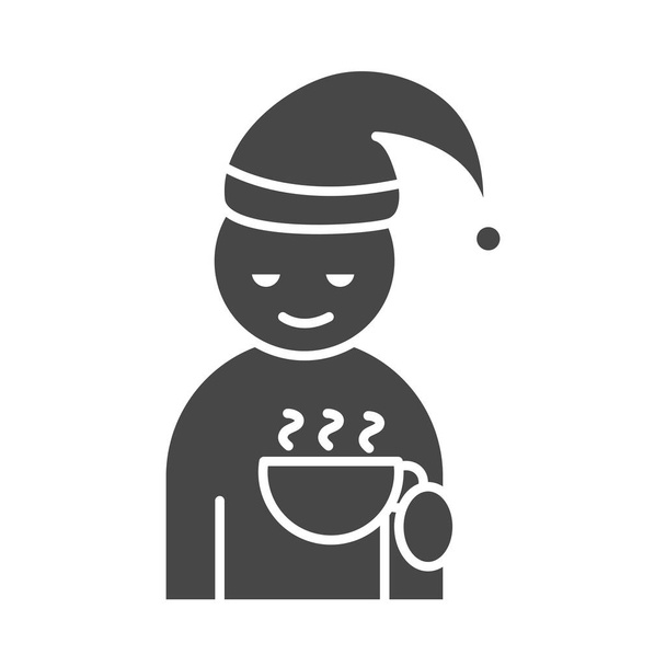 бессонница, бессоница с символом чашки кофе силуэт икона стиль - Вектор,изображение