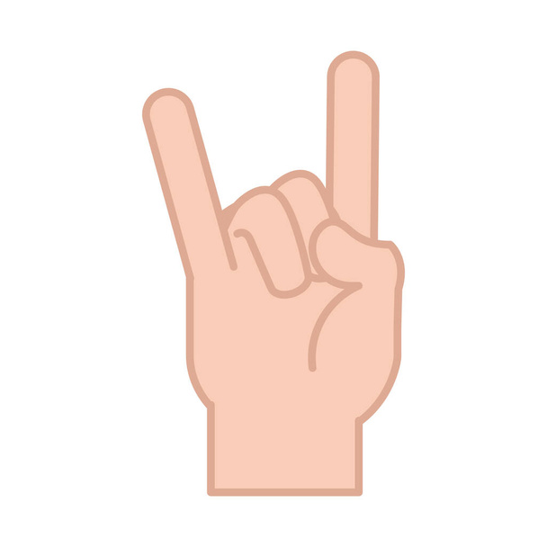 gebarentaal hand gebaar rock n roll, lijn en vul pictogram - Vector, afbeelding