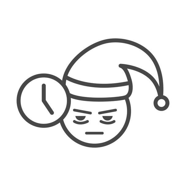 insomnie, visage de personnage temps sans sommeil style icône linéaire - Vecteur, image