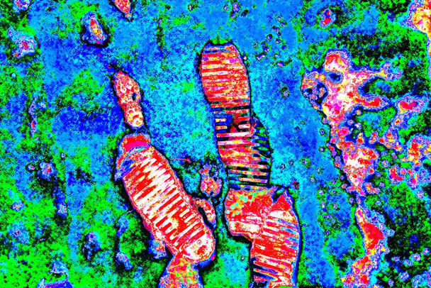 abstrakti neon värit kuvioitu seinä naarmuja ja halkeamia  - Valokuva, kuva