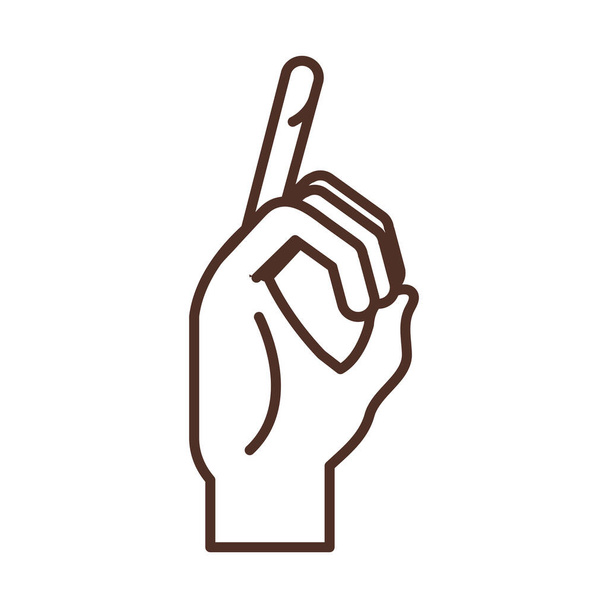 gest języka migowego wskazujący literę d, ikonę linii - Wektor, obraz
