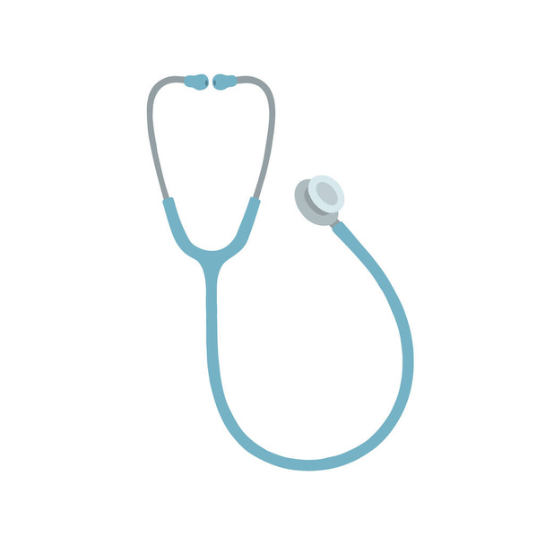 Stethoskop isoliert auf weiß. Medizinisches Werkzeug, Draufsicht, Handzeichnung. - Vektor, Bild