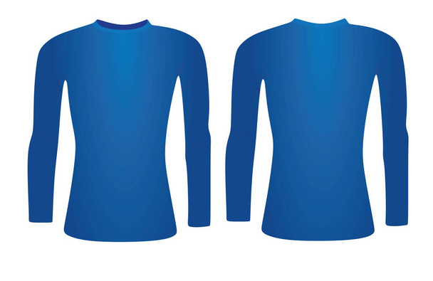Modrá základní vrstva trička s dlouhým rukávem. vektor - Vektor, obrázek