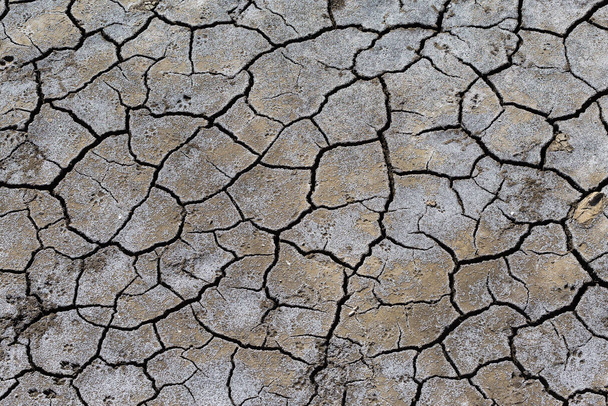 Part of a huge area of dried land suffering from drought in cracks.	 - Photo, Image