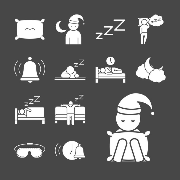 sintomi di insonnia disturbi del sonno stile icone lineari - Vettoriali, immagini