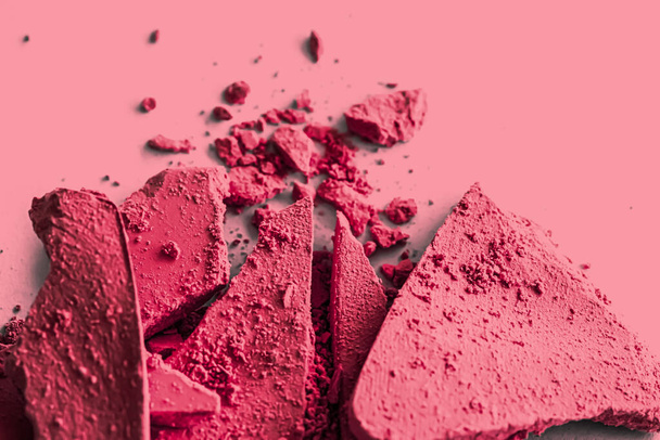 Red eye shadow powder as makeup palette closeup, crushed cosmetics and beauty texture - Фото, зображення