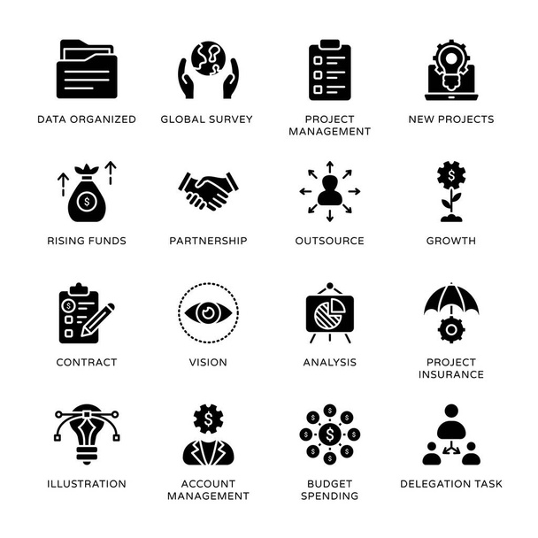 Project Management Glyph Icons - Solid, Vectors - Vector, Image