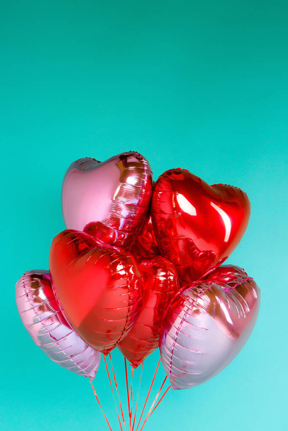heart ballons in studio on blue  - Photo, Image