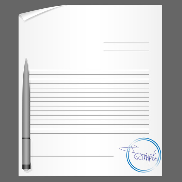 Blank contract with pen - Vector, Image
