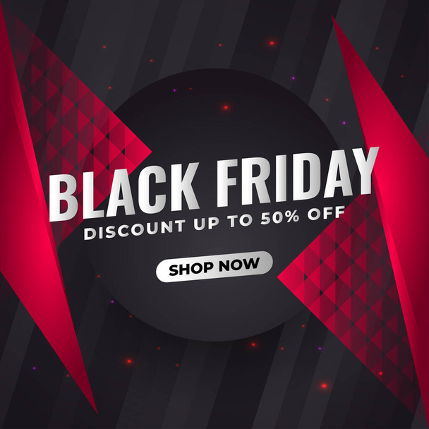 Black Friday sale banner in black and red concept with abstract style - Вектор,изображение