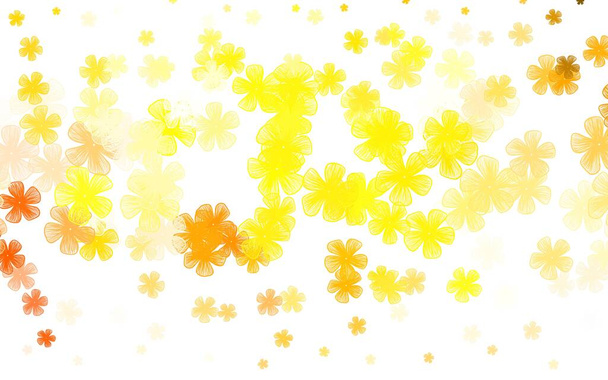 Světle oranžový vektorový vzor s květinami. Třpytivé abstraktní ilustrace s květinami. Ručně malovaný design pro web, letáky. - Vektor, obrázek