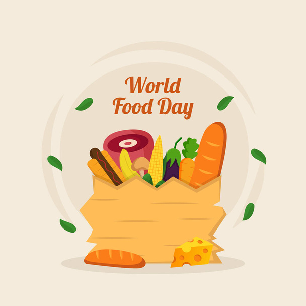 Dia de comida mundial desenhado à mão. Ilustração vetorial - Vetor, Imagem