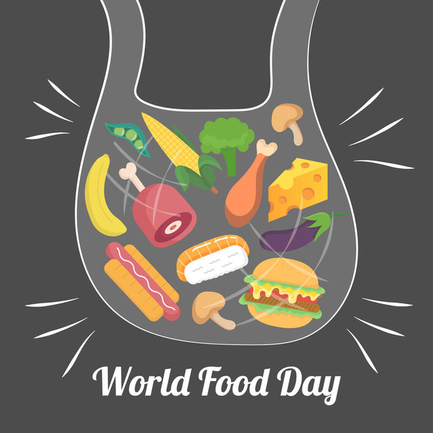 Día mundial de la comida dibujado a mano. Ilustración vectorial - Vector, imagen