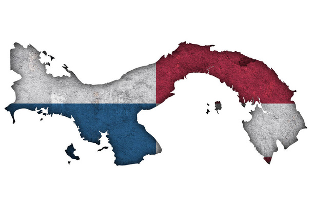 Mapa y bandera de Panamá sobre hormigón envejecido - Foto, imagen