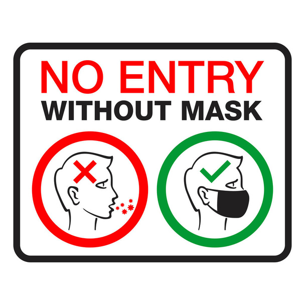 Нет входа без маски для лица - нет кашля - Вектор,изображение