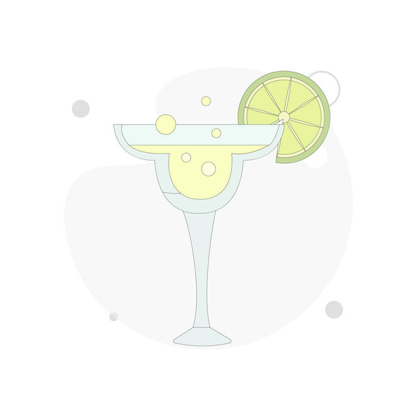 coquetel com limão vetor ilustração plana sobre fundo branco - Vetor, Imagem