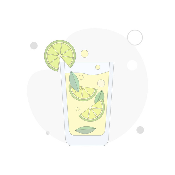 mojito flat vector illustration with mint - Vector, Image