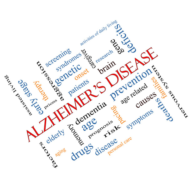 Alzheimer's Disease Word Cloud Concept Angled - Photo, Image