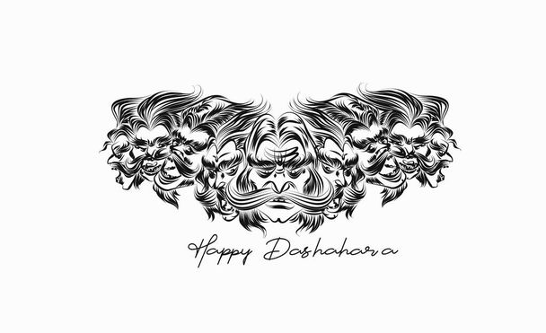 Dussehra święto - Ravana z dziesięciu głów z tekstem Happy Dussehra (Hinduskie święto Vijayadashami) festiwal Indii. - Wektor, obraz