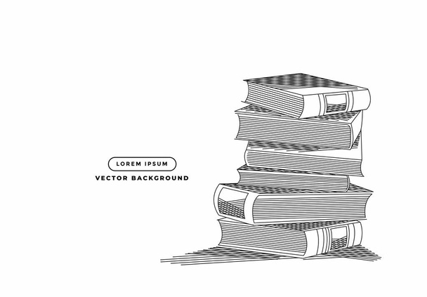 Bücherstapel isoliert auf weiß, Handgezeichnete Skizze Vektor-Illustration. - Vektor, Bild